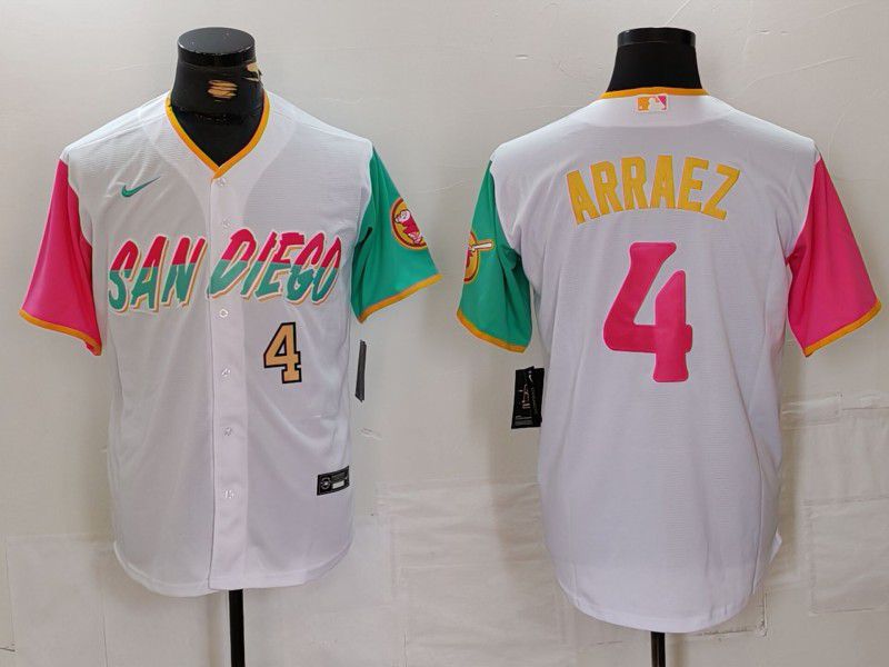 Men San Diego Padres #4 Arraez White City Edition Game Nike 2024 MLB Jersey style 3